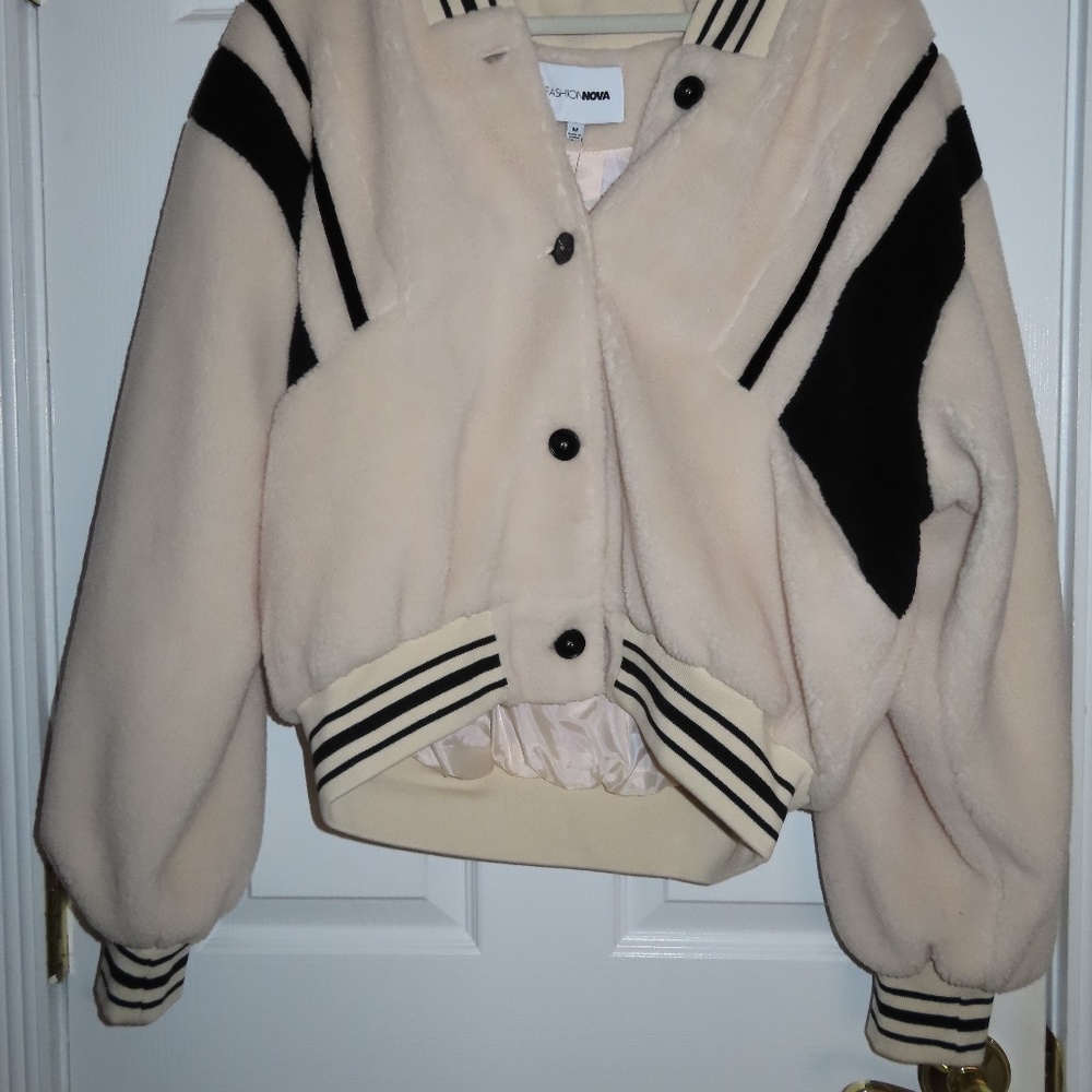 Lynette varsity jacket - ivory combo